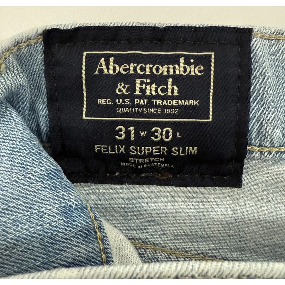 Abercrombie Fitch Felix Super Slim Jeans Mens 31W 30L Stretch Denim M104